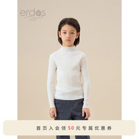 ERDOS KIDS鄂尔多斯童装24秋冬精纺弹力半高领抽条套衫男女童针织衫