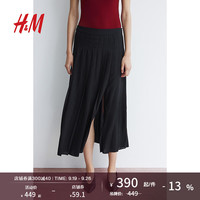 H&M2024年秋季女装褶裥半身裙1241336 黑色 170/88