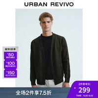 UR2024秋冬男装都市简约撞色明线口袋针织开衫UMU930008 军绿 XXL