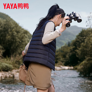 鸭鸭羽绒服鸭鸭（YAYA）轻薄羽绒马甲女短款2024年秋冬V领简约百搭保暖内胆马夹HY 青光黑色 185/104A(XXXXL)