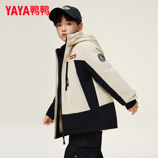 鸭鸭羽绒服 YAYA鸭鸭【时空道宇联名】鸭鸭儿童羽绒服男女童短款连帽冬装外套HY 中国红 170cm