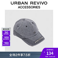 URBAN REVIVO2024秋冬男士休闲风刺绣棒球帽UAMA40144 冷灰 F