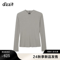 DZZIT地素长袖T恤2024秋季三色设计复古摩登上衣女白色 中灰色 M