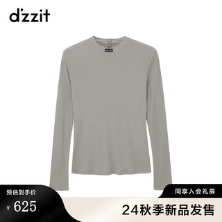 DZZIT地素长袖T恤2024秋季三色设计复古摩登上衣女白色 中灰色 M