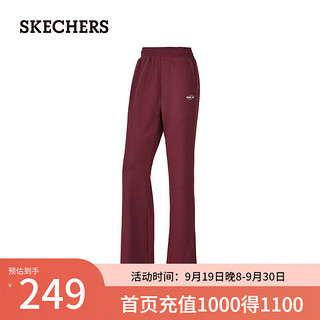 斯凯奇（Skechers）2024男女针织长裤运动休闲宽松P424W107 葡萄红/003T S