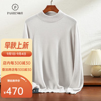 帕什男士羊绒衫100%山羊绒24半高领内搭休闲针织打底毛衣 PS-N002 烟灰色 M