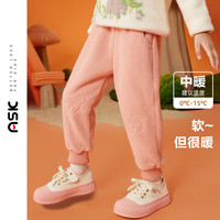 ASK JUNIOR女童裤子保暖秋冬小童双刷摇粒绒小熊长裤休闲运动裤