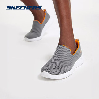 斯凯奇（Skechers）健步鞋丨男女同款秋季透气一脚蹬女运... 男款-灰色/橘色/GYOR 39.5