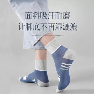 浪莎浪莎袜子男100%纯棉中筒袜秋冬季男袜运动棉袜透气吸汗厚长筒袜in 主混色6双 纯棉男袜均码（合适38-44）