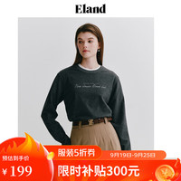 ELAND衣恋长袖T恤女圆领微宽松简约休闲舒适百搭上衣2024春秋款 煤灰色(60)Charcoal M/165