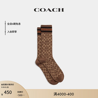 COACH 蔻驰 男士经典标志短袜 卡其色