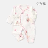 婧麒（JOYNCLEON）婴儿衣服新生儿连体衣纯棉满月宝宝内衣打底春秋款宝宝哈衣爬服 米底满印花插画小熊 59cm