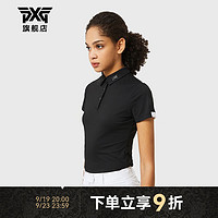 PXG 韩国进口高尔夫服装女士短袖T恤 23新款golf修身显瘦运动POLO衫  PHMPW221221 黑色 XS