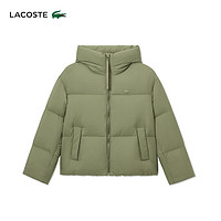 LACOSTE法国鳄鱼女装24秋季纯色保暖连帽拉链鹅绒羽绒服外套|BF0688 BMY/卡其绿 38 /165