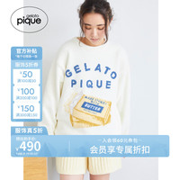 gelatopique24秋冬女睡衣黄油提花针织长袖套头衫PWNT244056 奶油白 F