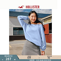 HOLLISTER24秋辣妹美式抓绒露肩宽松运动卫衣 女 KI352-4235 蓝色 L (165/100A)