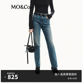 MO&Co.2024秋土耳其棉小直筒蓝色牛仔裤MBD3JENT08摩安珂 牛仔蓝色 28/L