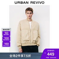 UR2024秋冬男装潮流休闲飞行员廓形拉链羽绒服UMV130002 卡其 M