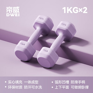 帝威 哑铃 女士家用包胶小哑铃 1kg*2