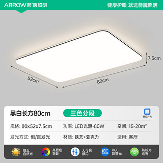 ARROW箭牌照明 LED吸顶灯客厅灯现代简约灯具套餐北欧灯具餐厅灯 【高显值客厅】80瓦80cm三色调光