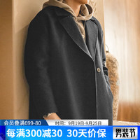 马登 MADEN工装 美式复古重磅羊毛呢子大衣中长款加厚防风保暖休闲外套男冬 炭黑色