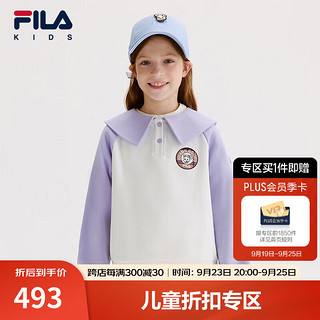 FILA KIDSx原田治联名系列斐乐儿童卫衣2024冬季女中大童上衣 云菇白-WT 165cm