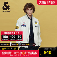 杰克琼斯 杰克·琼斯（JACK&JONES）BSQ秋季刺绣图案宽松版型日常休闲棒球领夹克外套224321081 银绿色 常规 175/96A/M