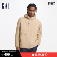 Gap男女装2024秋季新款防风气凝胶抽绳连帽外套宽松棉服638375