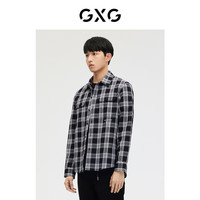 GXG男装绣花衬衫春季 黑白格 175/L