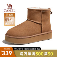骆驼(CAMEL)男鞋冬季新款羊毛加绒棉鞋女款东北防寒保暖雪地靴女士 G23W837105