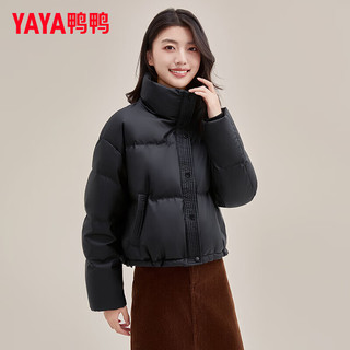 鸭鸭羽绒服鸭鸭（YAYA）羽绒服女短款2024年冬季小个子时尚潮流立领防风保暖外套XH 黑色 155/80A(S)