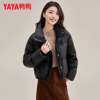 鸭鸭羽绒服鸭鸭（YAYA）羽绒服女短款2024年冬季小个子时尚潮流立领防风保暖外套XH 黑色 155/80A(S)