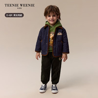 Teenie Weenie Kids小熊童装24秋冬新款男女宝宝短款菱格撞色棉服