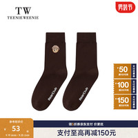 Teenie Weenie Men小熊男装袜子2024冬季简约字母印花中筒袜 棕色 1双 FRE
