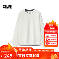 森马（Semir）卫衣男撞色假两件2024秋季肌理感字母提花上衣 本白10101 160/80A/XS