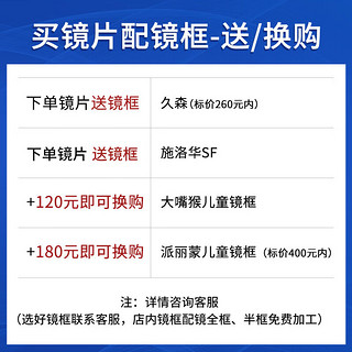 依视路镜片视满分离焦镜片近视儿童防控减缓度数增长防蓝光眼镜 视满分钻晶膜洁（）2片价  1.591折射率+赠镜框