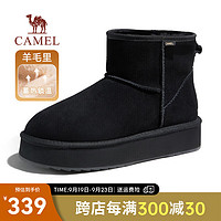 骆驼（CAMEL）男鞋冬季羊毛加绒棉鞋女款东北防寒保暖雪地靴女士 G23W837105 黑色女 38