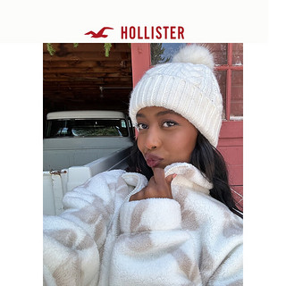 HOLLISTER24秋冬羊毛混纺经典绞花毛球毛线帽 女 KI354-4037 白色 ONE SIZE