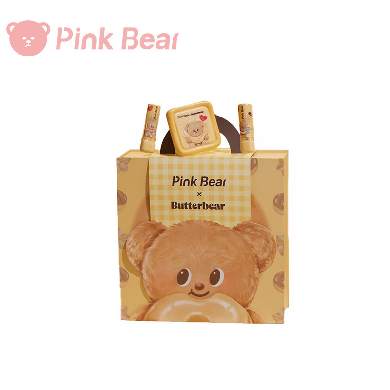 Pink Bear 温暖加Bear礼盒 (糖光口红#S09 3.2g+#S10 3.2g+七色眼影#02 10g+联名捏捏乐+联名餐盘) 黄油小熊联名版