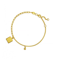 Chow Sang Sang 周生生 94288B 财纳四方足金黄金手链 18cm 4.75g