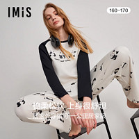 imi's 爱美丽 熊猫慢慢双面布圆领套头长袖上衣长裤套装IM46BQC2