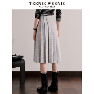 TeenieWeenie小熊格纹半身裙中长裙A字裙时尚高腰女裙