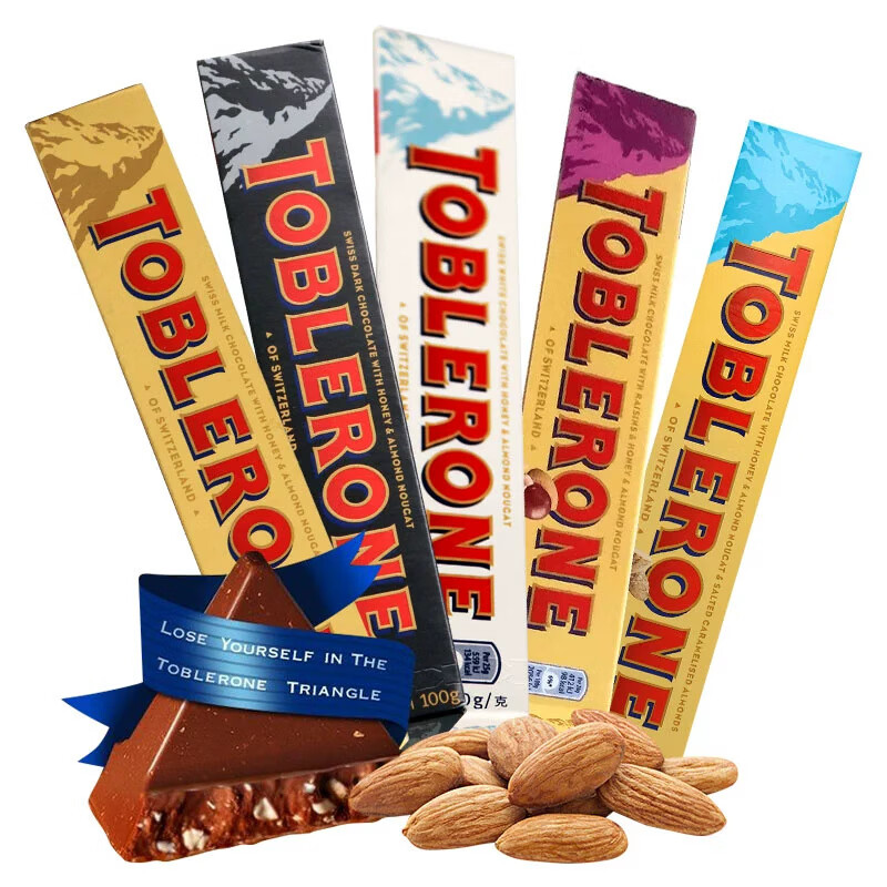 三角（Toblerone）瑞士三角坚果巧克力TOBLERONE 巧克力100g休闲食品零食喜糖 拍下备注口味】*5条 袋装 500g