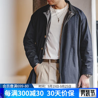 马登(Maden)美式巴尔玛肯风衣男春秋重磅宽松中长款大衣外套 藏青色 XL