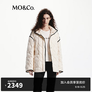 MO&Co.2024秋新品撞色边菱格纹四口袋高领鸭绒羽绒服MBD3EINT13