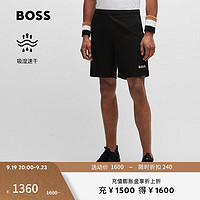 BOSS（服装） BOSS男士2024夏季徽标印花常规版型休闲短裤 001-黑色 EU:L