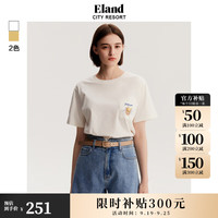 ELAND衣恋短袖t恤女夏季学院风宽松休闲圆领T恤上衣女 象牙白/白色(39)Ivory L/170