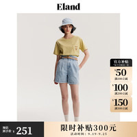 ELAND衣恋短袖t恤女夏季学院风宽松休闲圆领T恤上衣女 橄榄绿(79)OliveGreen XS/155