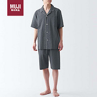 MUJI 無印良品 无印良品（MUJI）无侧缝 泡泡纱 短袖 男士家居服套装 炭灰色 L