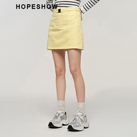 红袖今年流行A字裙秋季2024女装多巴胺侧拉显瘦显高短裙 奶油黄210 L